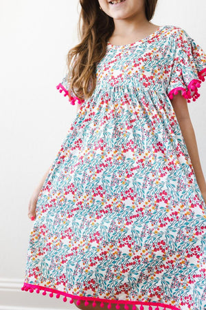 Cabana Floral Pom Pom Dress-dogsvalley ®