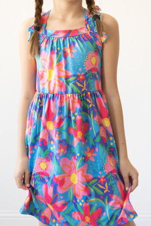 Springing Around Ruffle Cross Back Dress-dogsvalley ®