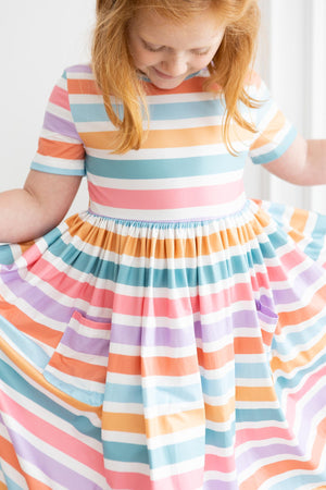 Spring Stripes S/S Pocket Twirl Dress-dogsvalley ®