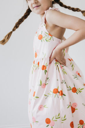 Tangerine Ruffle Cross Back Dress-dogsvalley ®