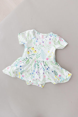 Spring Dandelion Floral S/S Twirl Bodysuit-dogsvalley ®