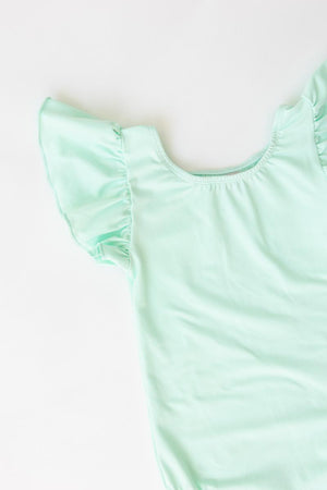 Pastel Green S/S Flutter Sleeve Leotard-dogsvalley ®