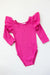 Hot Pink L/S Flutter Sleeve Leotard-dogsvalley ®