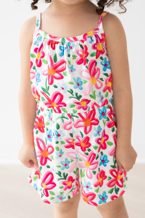 Neon Floral Strappy Play Romper-dogsvalley ®