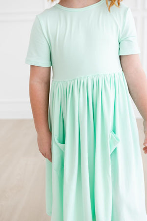 Pastel Green S/S Pocket Twirl Dress-dogsvalley ®