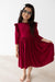 Burgundy Ruffle Twirl Dress-dogsvalley ®