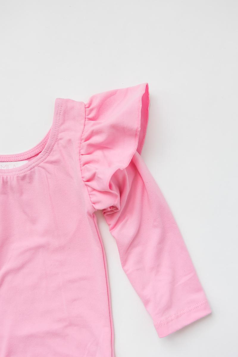 Bubblegum Pink L/S Flutter Sleeve Leotard-dogsvalley ®