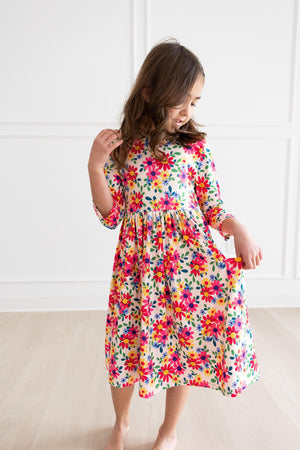 Last Bud Not Least 3/4 Sleeve Pocket Twirl Dress-dogsvalley ®