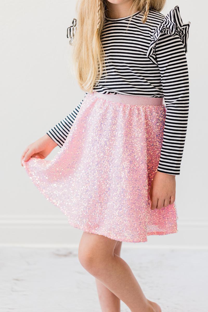 SALE Bubblegum Pink Sequin Twirl Skirt-dogsvalley ®