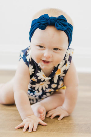 Navy Nylon Bow Headwrap-dogsvalley ®