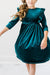 Teal Velvet Ruffle Twirl Dress-dogsvalley ®