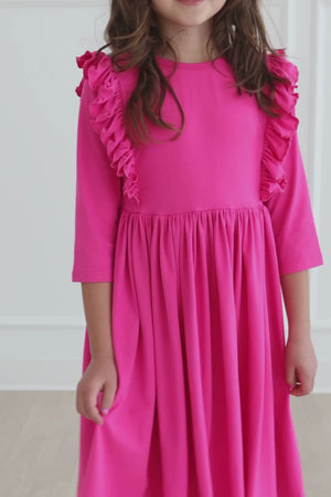 Hot Pink Ruffle Twirl Dress