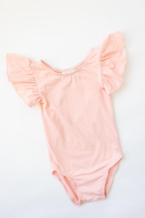 Peach S/S Flutter Sleeve Leotard-dogsvalley ®