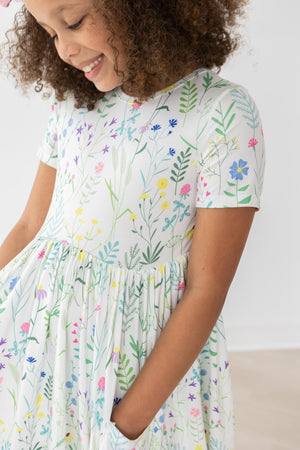 Spring Dandelion Floral S/S Pocket Twirl Dress-dogsvalley ®