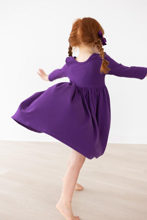 SALE Purple 3/4 Sleeve Pocket Twirl Dress-dogsvalley ®