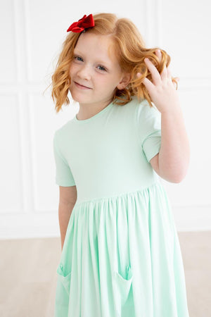 Pastel Green S/S Pocket Twirl Dress-dogsvalley ®