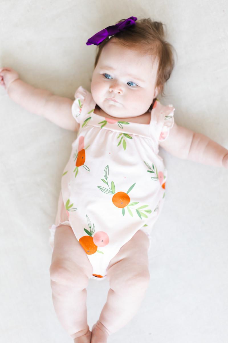 Tangerine Ruffle Cross Back Romper-dogsvalley ®