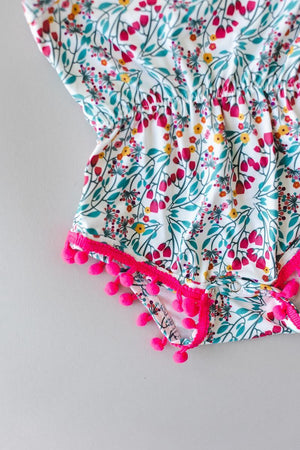 Cabana Floral Pom Pom Romper-dogsvalley ®