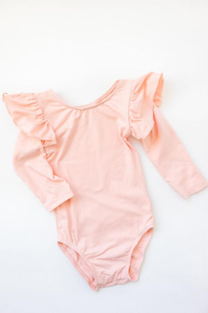 Peach L/S Flutter Sleeve Leotard-dogsvalley ®