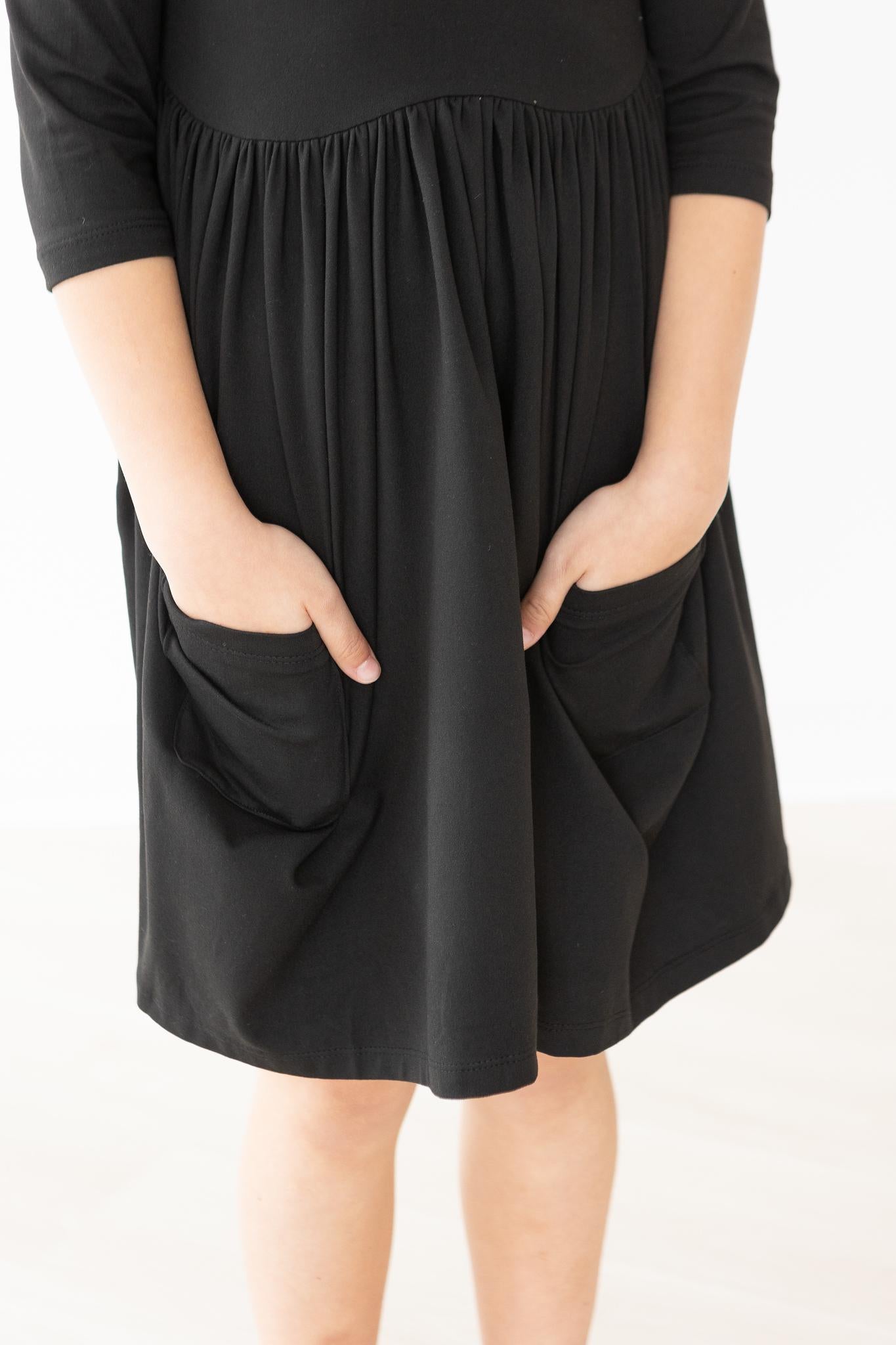 Black 3/4 Pocket Twirl Dress-dogsvalley ®