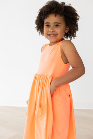 Neon Coral Tank Pocket Twirl Dress-dogsvalley ®