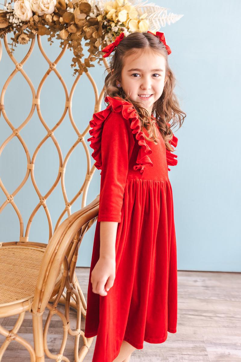 Red Velvet Ruffle Twirl Dress-dogsvalley ®