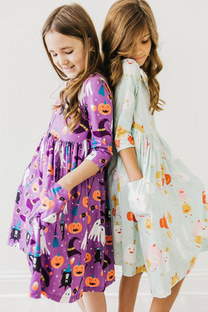 Ghouls Just Want to Have Fun 3/4 Sleeve Pocket Twirl Dress-dogsvalley ®