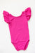 Hot Pink S/S Flutter Sleeve Leotard-dogsvalley ®