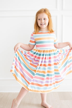 Spring Stripes S/S Pocket Twirl Dress-dogsvalley ®