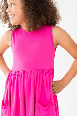 Hot Pink Tank Pocket Twirl Dress-dogsvalley ®