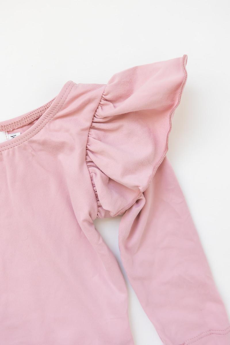 Vintage Pink L/S Flutter Sleeve Leotard-dogsvalley ®