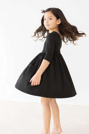 Black 3/4 Pocket Twirl Dress-dogsvalley ®