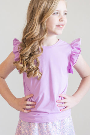 Bright Lilac S/S Ruffle Tee-dogsvalley ®