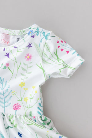 Spring Dandelion Floral S/S Twirl Bodysuit-dogsvalley ®