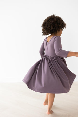 Vintage Violet 3/4 Sleeve Pocket Twirl Dress-dogsvalley ®