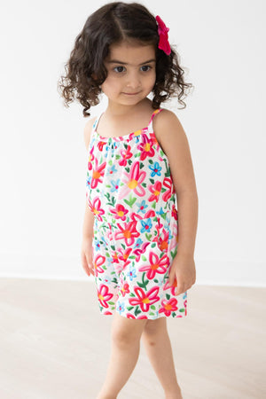 Neon Floral Strappy Play Romper-dogsvalley ®