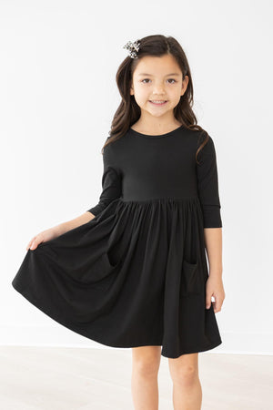 Black 3/4 Pocket Twirl Dress-dogsvalley ®