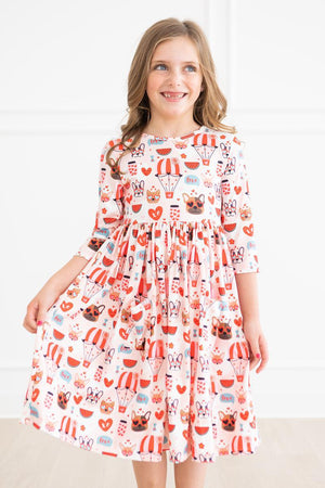 Puppy Love 3/4 Sleeve Pocket Twirl Dress-dogsvalley ®