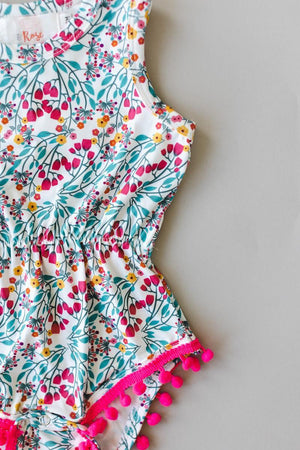 Cabana Floral Pom Pom Romper-dogsvalley ®