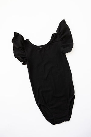 Black S/S Flutter Sleeve Leotard-dogsvalley ®