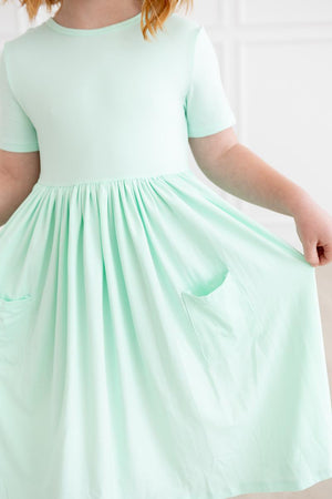 Pastel Green S/S Pocket Twirl Dress-dogsvalley ®