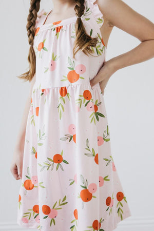 Tangerine Ruffle Cross Back Dress-dogsvalley ®