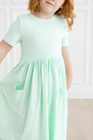 Pastel Green S/S Pocket Twirl Dress-dogsvalley ®