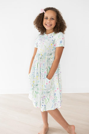 Spring Dandelion Floral S/S Pocket Twirl Dress-dogsvalley ®