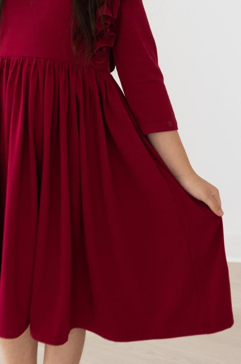 Burgundy Ruffle Twirl Dress-dogsvalley ®