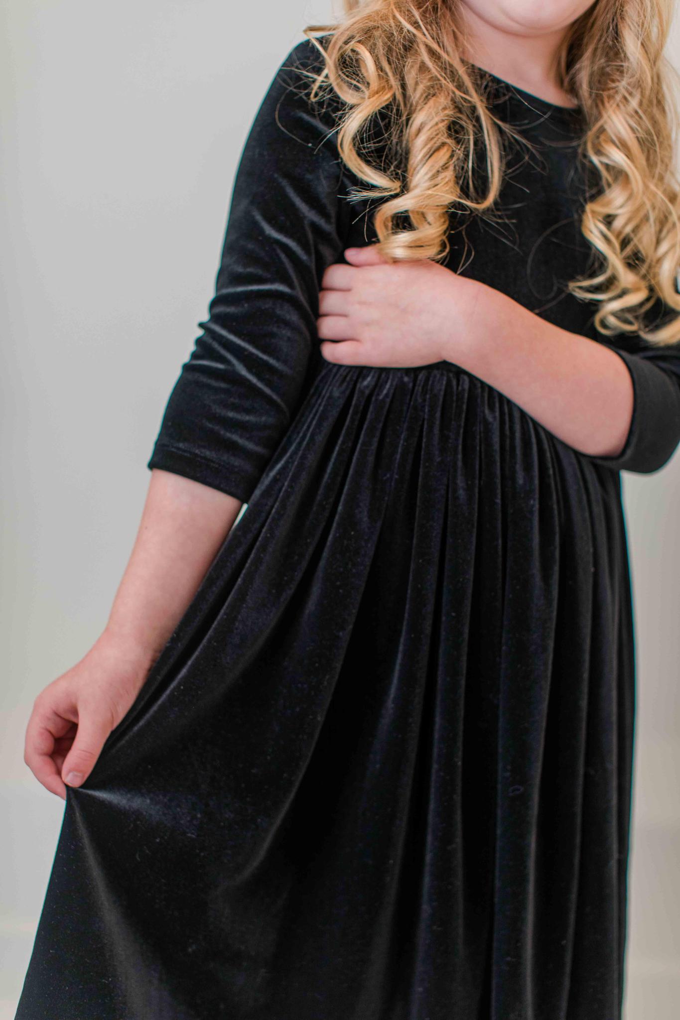 Black Velvet Twirl Dress-dogsvalley ®