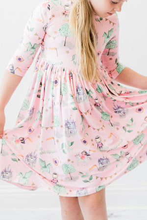 Once Upon a Time 3/4 Sleeve Pocket Twirl Dress-dogsvalley ®