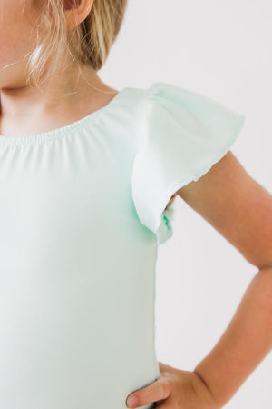 Pastel Green S/S Flutter Sleeve Leotard-dogsvalley ®