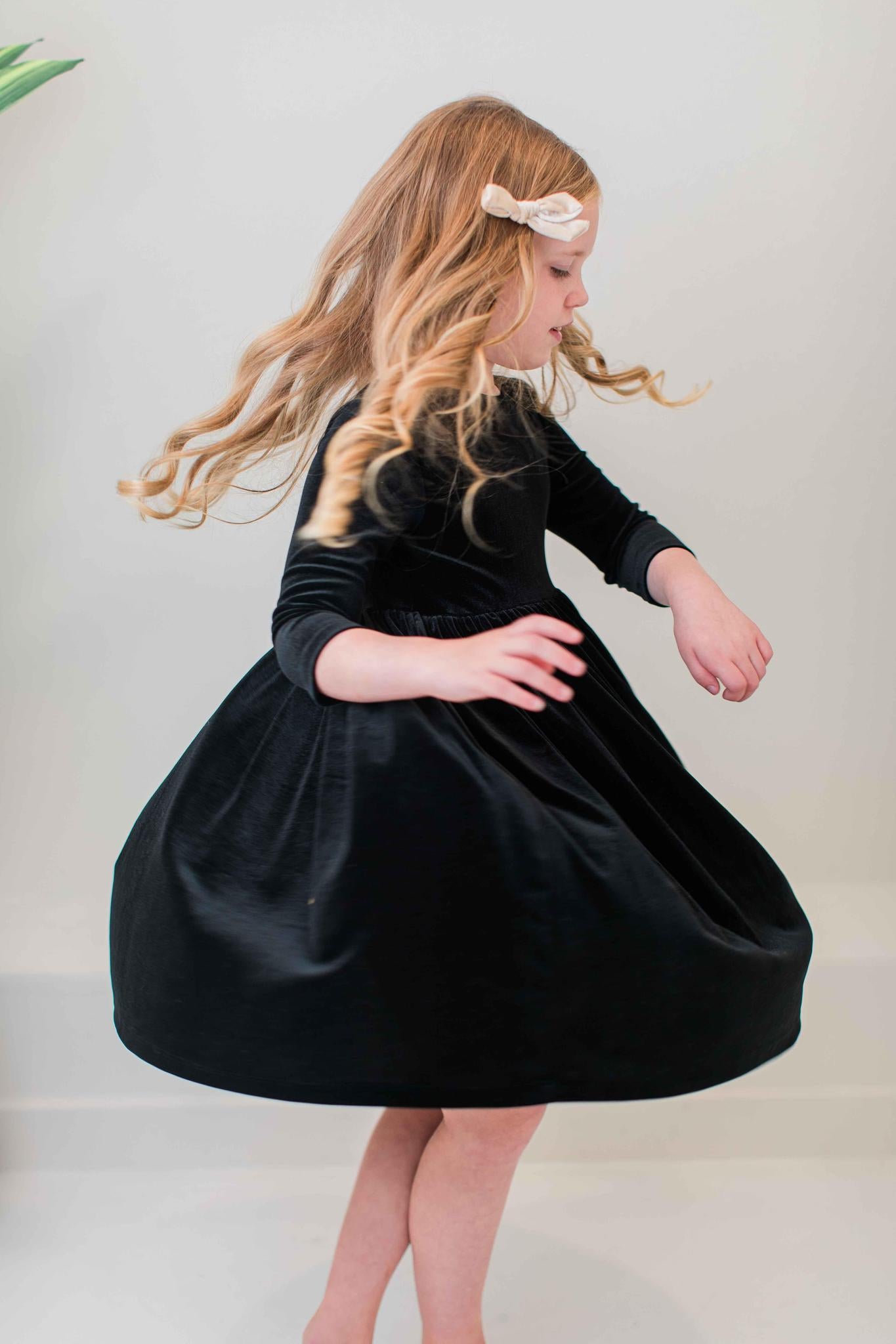 Black Velvet Twirl Dress-dogsvalley ®