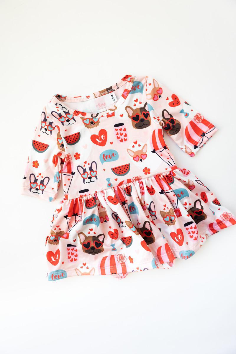 Puppy Love 3/4 Sleeve Twirl Bodysuit-dogsvalley ®